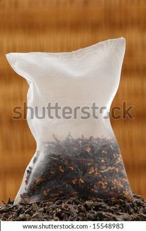 Organic tea in a corn silk tea bag.