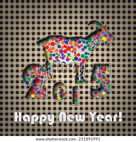 Happy new year 2015, textile background. 2015 is goat year. Holiday background (EPS10 Vector)
