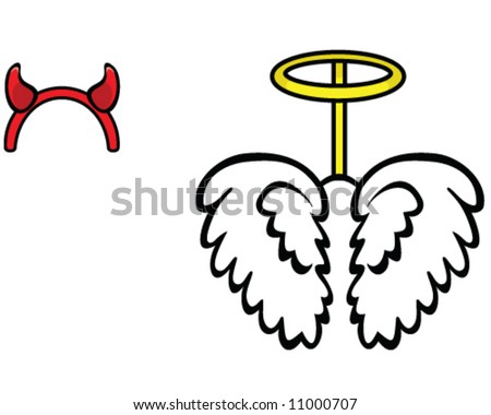 stock vector vector devil horns headband and angel wings and halo