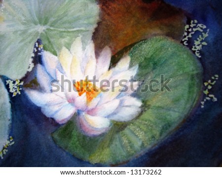 original watercolor painting of water lily
