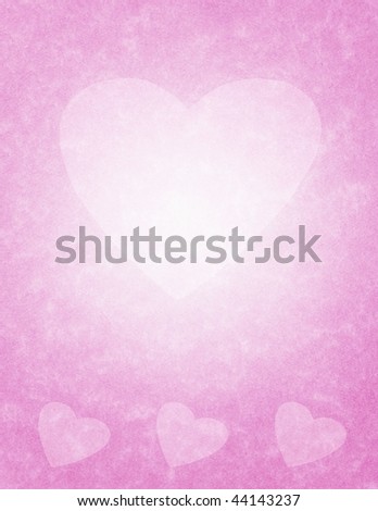 romantic hearts on pink parchment background