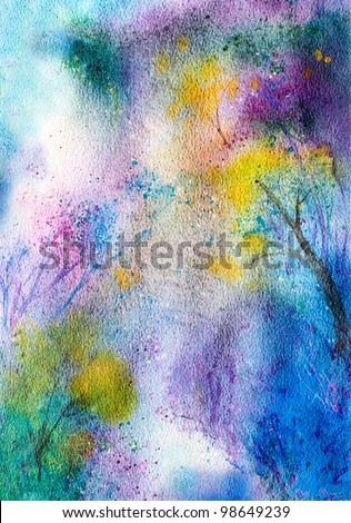 original art watercolor painting abstract nature background
