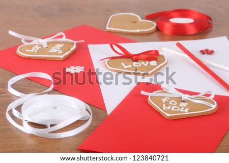 Handmade cards with cakes for Valentine\'s Day