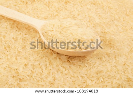 Rice cereal and wooden spoon close up