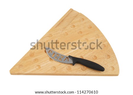 Isolated Background  White Cheese knife cheese With cutting Knife On board with Cutting Shaped Board