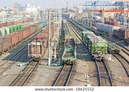 Freight wagons on cargo terminal