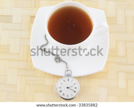 Tea time, cup of tea on wooden background