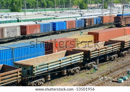 Freight wagons on cargo terminal
