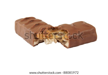 Chocolate covered bar isolated on white