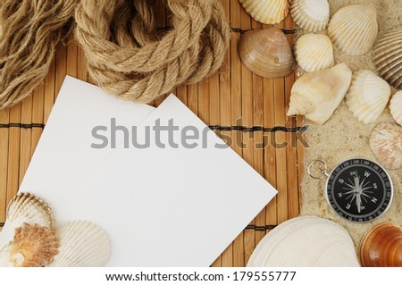 Travel concept, travel items on bamboo background