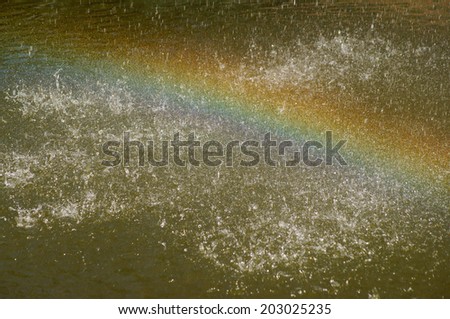 Natural rainbow in water sparks