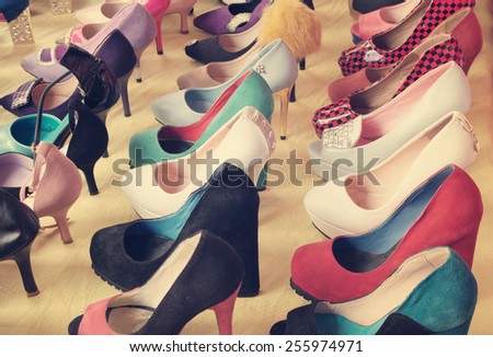 Many shoes at market