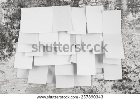 A lot of note papers on old wall