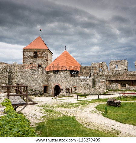 castle in Sumeg with dark clouds
