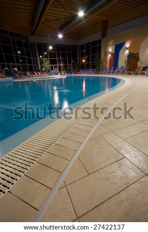 swimming pool blue water at night
