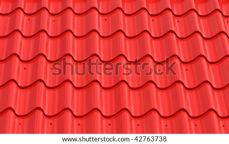 abstract pattern of red metal roof tiles