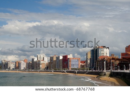 Cityscape from Gijon, Spain with ocean