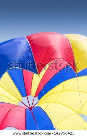 Interior details of a colorful parachute