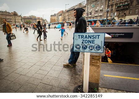 BUDAPEST - SEPTEMBER 4 :Transit zone at the Keleti Railway Station for war refugees on 4 September 2015 in Budapest, Hungary. Refugees are arriving constantly to Hungary on the way to Germany.