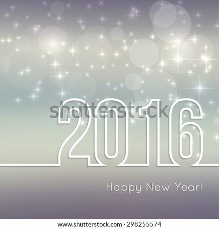 Abstract blurred vector background with sparkle stars. Happy New Year 2016. For decorations  festivals, xmas, glamour holiday, illuminated, celebration