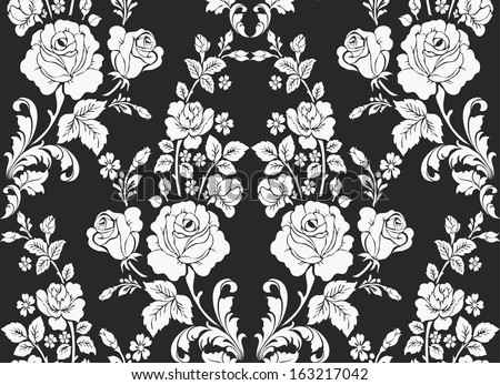 Seamless pattern with flowers roses, vector floral illustration in luxury  style