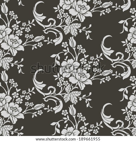 Seamless pattern with flowers roses, vector floral illustration in luxury style