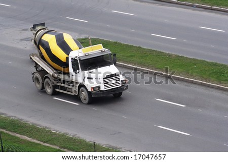 Cement mixer truck on the street