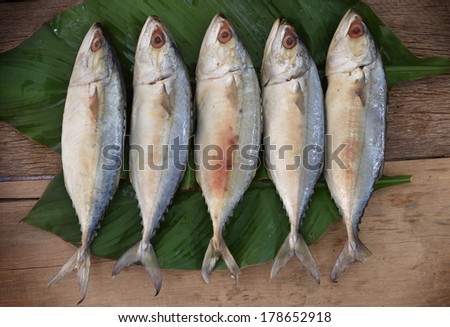 salted mackerel fish in banana leaf
