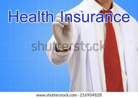 doctor drawing word health insurance