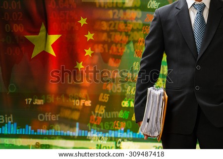 investor hold files on china stock background
