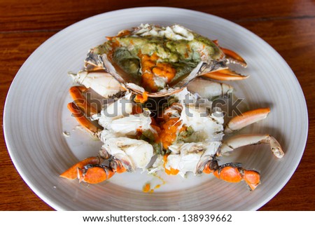 Steamed Crab on white dish