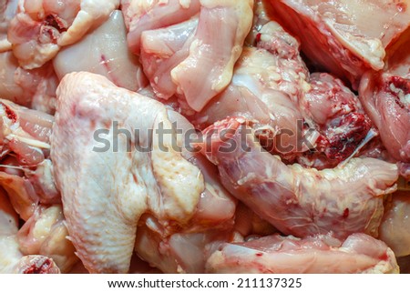 Close up shot on chicken raw meat.