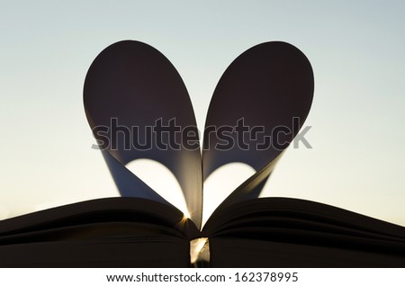 Sheets of a book heart shaped