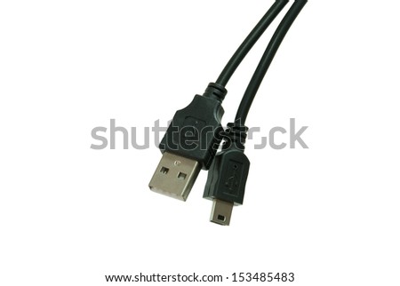 USB and mini USB Cable isolated on white background