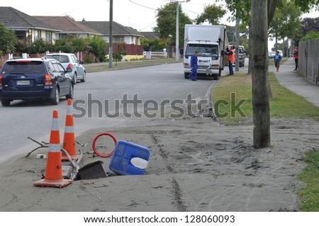  Sinkholes on New Zealand  February 26  2011   A Car Drives Past A Sinkhole