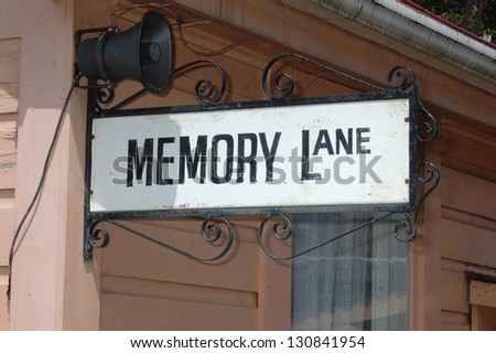 ornate street sign for Memory Lane, Shantytown, Westland, New Zealand