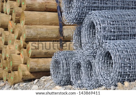 Fence posts and wire awaiting the job, Westland, New Zealand
