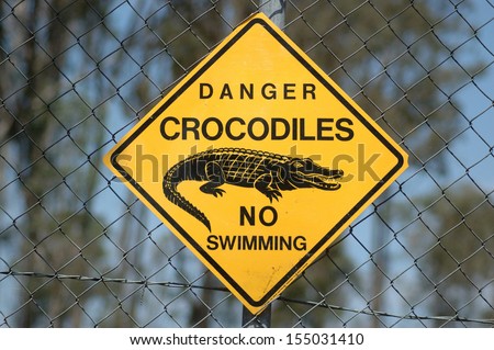 danger sign - crocodiles, Queensland, Australia