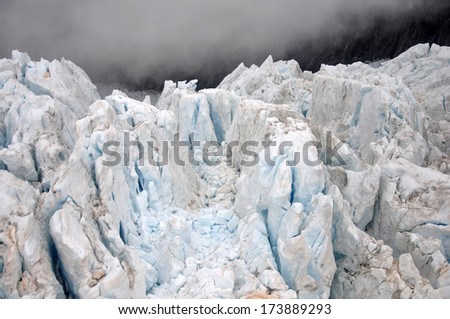 huge blocks of ice on Franz Josef Glacier, Westland, New Zealand