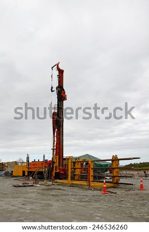 WHATAROA, NEW ZEALAND, DECEMBER 5, 2014: Drillers  on the Deep Fault Drilling Project, Whataroa, New Zealand. Geologists expect to gain knowledge of earthquakes from core samples of the Alpine Fault.