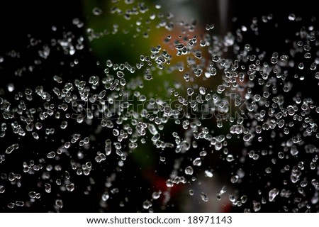 Water drops flying in the air