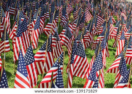 Flag decorations for Memorial Day Holiday