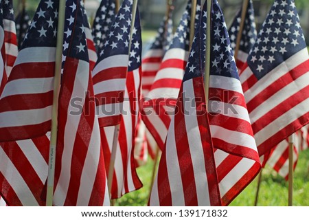 Flag decorations for Memorial Day Holiday