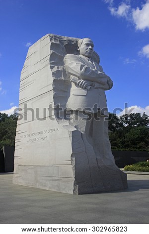 MARTIN LUTHER KING JR MEMORIAL WASHINGTON DC JULY 2015: Dr. King was an iconic civil rights figure in the US and the world. At the 1963 March on Washington,  he delivered his -I Have a Dream - speech.