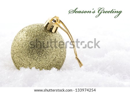 Christmas Ornament with card and words \'season\'s greeting\'
