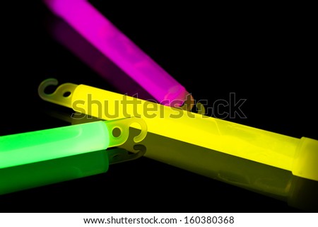 Glow sticks, with selective focus