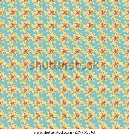 Seamless pattern with abstract flowers small, equally spaced from each other