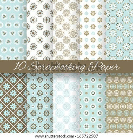 10 Pattern papers for scrapbook tiling Blue white and brown shabby color Endless texture can be used for printing onto fabric and paper or scrap booking Flower abstract shape Baby wallpaper 10 Pattern papers for scrapbook tiling Blue white and brown shabby color Endless texture can be used for printing onto fabric and paper or scrap booking Flower abstract shape Baby wallpaper