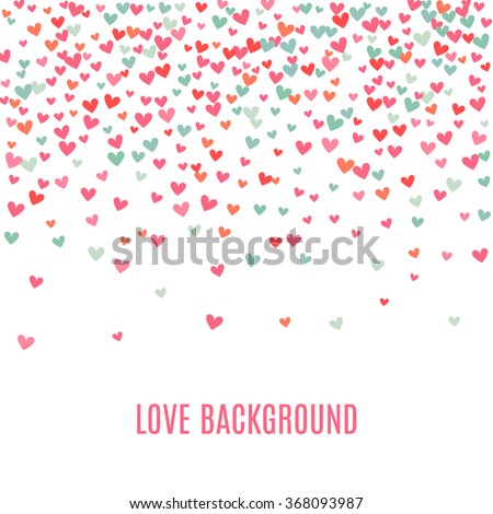 Romantic pink and blue heart background. Vector illustration for holiday design. Many flying hearts on white background. For wedding card, valentine's day greetings, lovely frame.