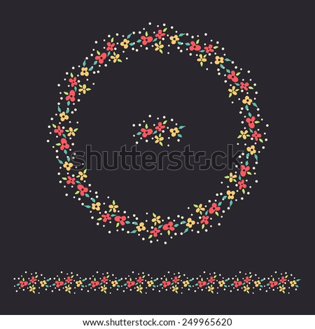 vector floral circle ornament and border set
